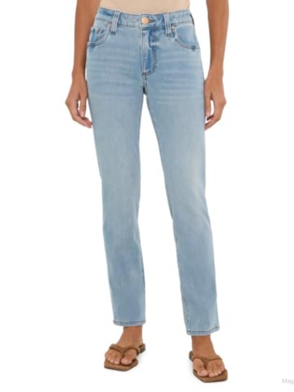 Petite Stevie Mid-Rise Straight Leg Jeans 5 Pocket Stretch Denim